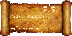 Pethő Ulpián névjegykártya
